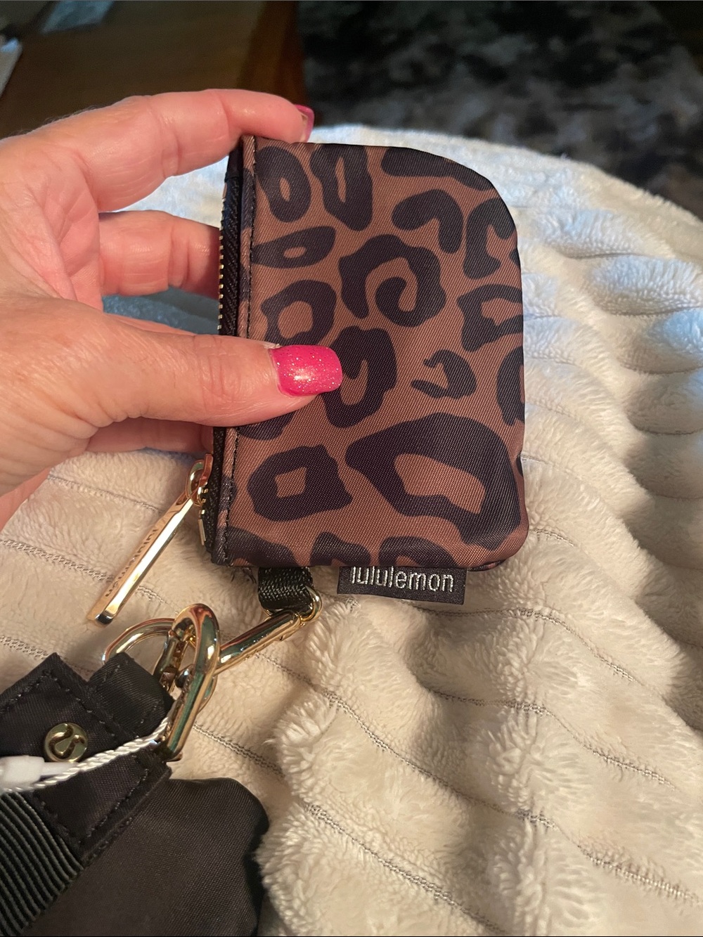 lululemon athletica Dual Pouch Wristlet in Black and Brown Leopard Print - Picture 3 of 5